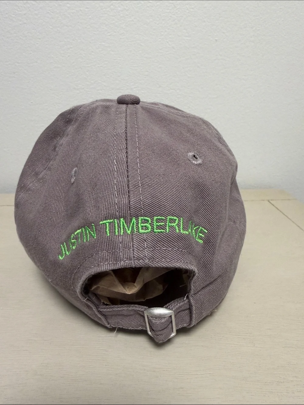 Justin Timberlake The Forget Tomorrow World Tour Hat Gray Green Embroidered Cap